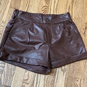 Sincerely Jules High Waist Chocolate Leather Shorts